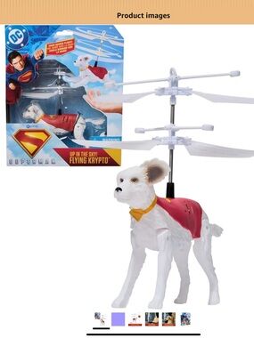 DC White Flying Dog Figure with Red Cape and Yellow Collar